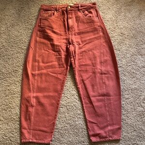Stylish Cropped Brick Red Jeans
